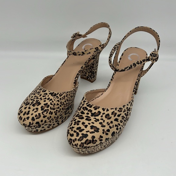 Journee Collection Roslynn Leopard Platform High Block Heel Ankle Strap 12M - Picture 2 of 15